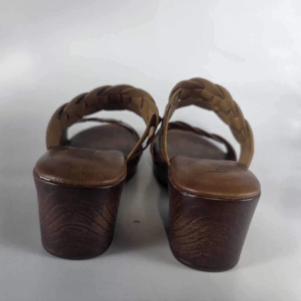 BØC Born Concept Women’s 9 Brown Leather Braided Slide Sandals Comfort Platform - Picture 3 of 8